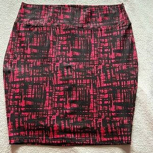 Forever 21 | Womens Coral Black Abstract Pencil Skirt with Stretch - Size 1X